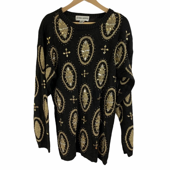 Vintage Sweaters - Vintage Embellished Sweater by Victoria Harbour